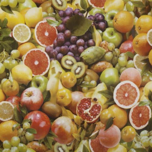 Multi Colour Fruit PVC Vinyl Wipe Clean Tablecloth - Rectangle 140cm x 100cm (55" x 40")