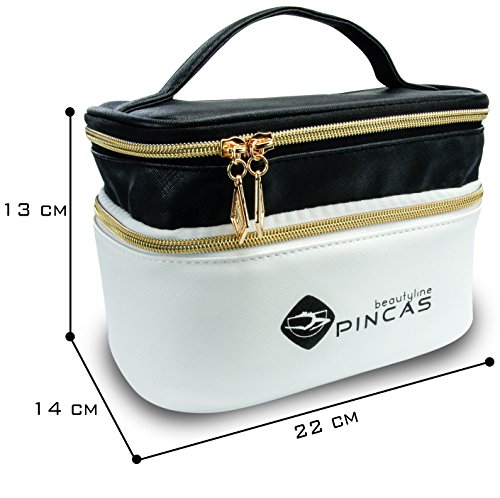 Hochwertige Designer Kosmetiktasche von Pincas. Ein edler Kosmetikkoffer mit 2 goldenen Verschlüssen für die anspruchsvolle Dame. Das elegante Beauty Case besitzt ein integriertes Ordnungssystem. - 7