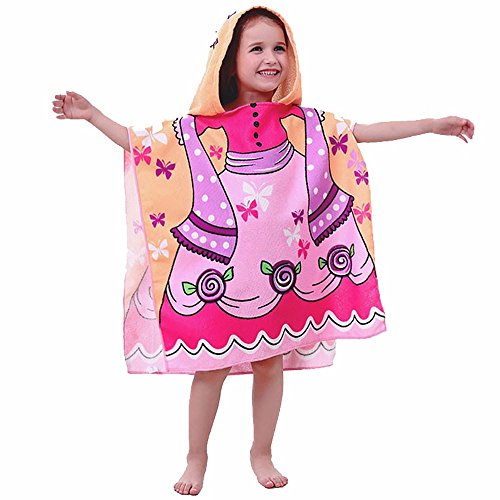 Preisvergleich Produktbild Yartar Kid Schwimmen Kapuze, Strandtuch, Badetuch Poncho Handtuch Mikrofaser Cartoon Kapuzen Bademantel Schnell trocknend Beach schwimmen Handtuch princess