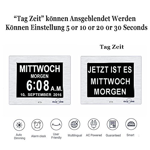 OLDTIME® 8″ Digital Wecker,Digitaler Kalender Tag Uhr Für Demenz sehschwachen Gelesen Werden,Kinder, Senioren, Sehschwache und Alzheimer Patienten -Großer Schrift Elektronischer Kalender Tag Uhr,Weihnachts Geschenke – Erinnerung an die Medikamenteneinnahme - 4