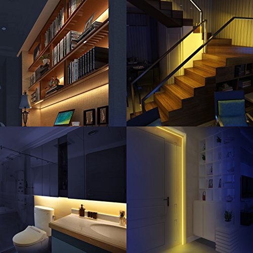 HonestEast Bett Licht, LED-Streifen Licht, Bewegungsaktivierte LED-Lichtleiste, Automatischer Ein/Aus Bewegungsmelder mit 2 Sensoren, Nachtlicht 2 Sensor Kit (warmweiß, 2x 1,2M) - 5