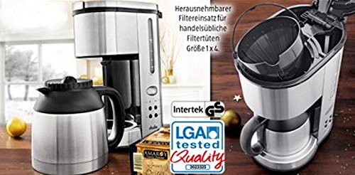 Kaffeemaschine Thermo-Kaffeeautomat mit 24-Std Timer Thermoskanne Edelstahl mit blau beleuchtetem LC-Display und Uhrzeitanzeige + Tropfstopp - 3