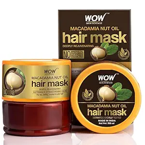 WOW Skin Science Macadamia Hair Mask - Deeply Rejuvenating - For Dry, Brittle, Coarse & Curly Hair - No Mineral Oil, Parabens, Silicones, Color & PEG - 200ml