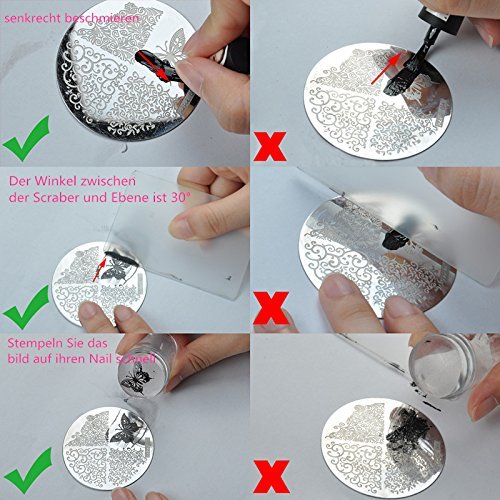 NALATI **Frühling Liebe** Stamping Set Nagel Kunst DIY Stempelschablonen Bildstempel Schablone Metallplatten Nagel Tattoo Scraper Tool - 6