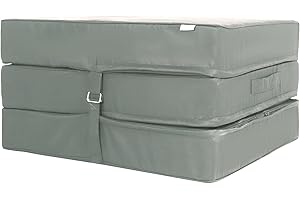 BBLOSSOM GREY Cube Z bed Tri-fold Folding Portable Mattress with Washable Cover