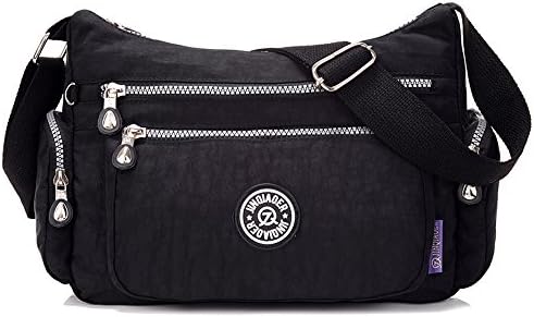 YHstore Lightweight Waterproof Nylon Shoulder Bag Crossbody Messenger Bag with Lots Zipper Pockets