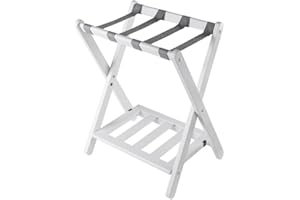 Winsome Raya Transitional Solid Wood Luggage Rack with Shelf in White Finish