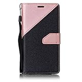 Samsung Galaxy A5 2016 / SM-A510F Hülle, Chreey [Kontrast Farben] Premium Ledertasche im Bookstyle Wallet Flip Case [Rose gold] + Kartenslot Standfunktion