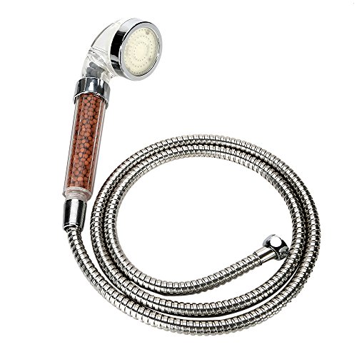 LESOLEIL Handbrause Duschkopf mit Brauseschlauch und Halterung Regenbrause Wassereinsparung Ionic Shower Filter Chlor Filtration Showerhead 3 Farben LED - 5