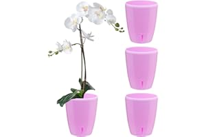 Santino Zestaw 4 doniczek samonawadniających z systemem knotów i wskaźnikiem poziomu wody do użytku w pomieszczeniach, doniczka na orchideę, średnica 15 cm (lawenda, 2 l)