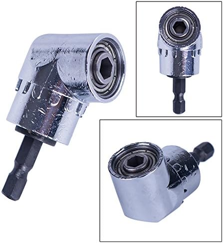 Wazaza Right Angle Drill, 105 Degree Right Angle Driver, Angle Extension, Power Screwdriver, Drill Attachment, 1/4 inch Hex Magnetic Bit, Socket Screwdriver Holder,