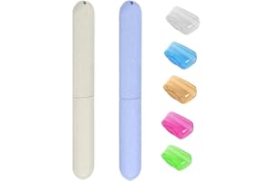 AEUEZXX 7-Piece Toothbrush Case, Toothbrush Case, 2 Pieces Toothbrush Box and 5 Pieces Portable Toothbrush Head Covers, Toothbrush Protective Case, Toothbrush Head Protective Case for Travel, Family,