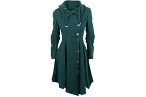 Shoplifemore Gothic Long Trench Coat Black Slim Asymmetric Lapel Collar Button Elegant Autumn Winter Vintage Goth Overcoat Outwears