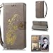 Produktbild Honor 9 Hülle, Huawei Honor 9 Hülle, Anlike Schutzhülle für Huawei Honor 9 (5,2 Zoll) Wallet Tasche [Butterfly geprägte Serie Bronzing] Handyhülle - Grau