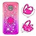 Produktbild Carols Motorola Moto G6 Plus Handy Hülle Diamond Rhinestone Glitzer Farbverlauf Durchsichtig Transparent,Süße Mädchen Flüssig Bewegende Treibsand Silikon TPU Bumper Hard Handyhüllen - Pulver + lila