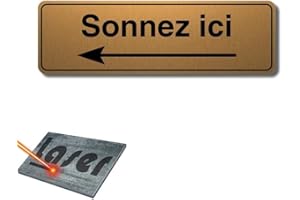MYGOODPRICE Plaque Gravée Autocollante 13X4 cm Sonnez Ici Gauche Fond Or Brossé