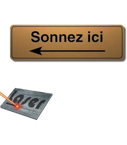 Mygoodprice Plaque Gravée Autocollante 13x4cm Sonnez Ici Gauche Fond Vert