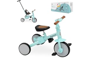Triciclo Evolutivo de Bebé 5 en 1 Interbaby | Bicicleta Niños Desde 1 Año hasta 5 años | De Triciclo a Bicicleta con o sin Pedales | Adaptable y transformable | Verde