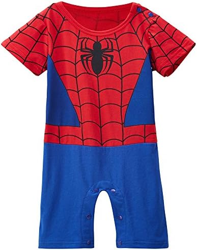 Spiderman-inspired Short-sleeve Baby Toddler Boy Superhero Comic Romper Party Play Outfit. (6-12 Months)