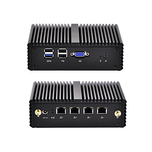 QOTOM-Q190G4N with Intel Celeron j1900 processor and 4 Intel Gigabit LAN ports, 8GB RAM 64GB SSD WIFI, Quad core Mini PC Linux