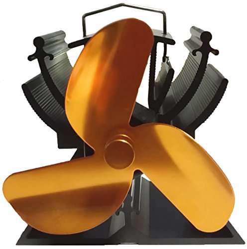 13 cm Höhe, Mini Hitze Powered Ofen FAN für kleine Platz von Holz/LOG Brenner – Umweltfreundlich gold - 2