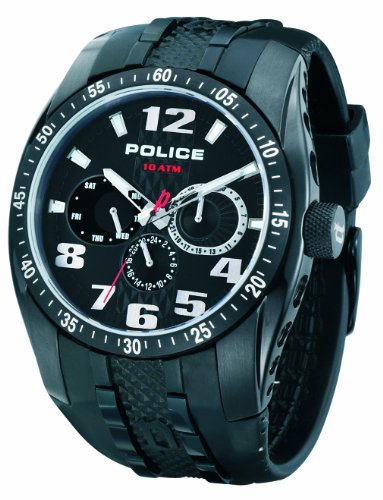POLICE Herren-Armbanduhr XL TOPGEAR Analog Quarz Kautschuk P12087JSB-02