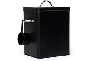 Theo&Cleo Boîte de rangement en métal pour lessive - 6,5 l - Boîte de rangement pour nourriture pour chien et chat - Grains de café (charbon)