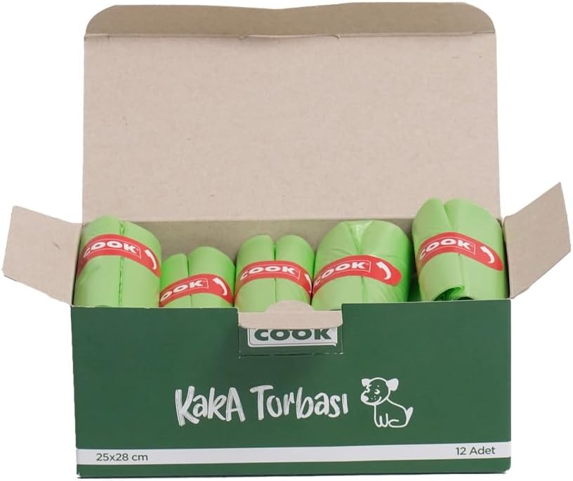 Cook Kaka Torbası, 12 Rulo x 30 Torba, 360 Adet, Elma Kokulu, Yeşil