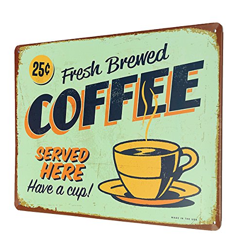 KING DO WAY Wanddeko Metallschild Blechschild Kaffee „COFFEE“ Antik-Stil Retro Deko Für Café - 2