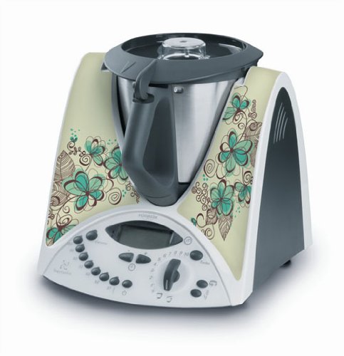 Skinjee - Aufkleber Sticker für Vorwerck Thermomix TM31 - grüne Blumen