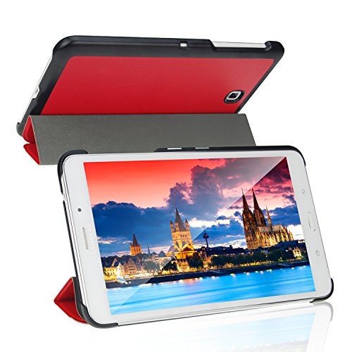 JETech Gold Slim Fit Galaxy Tab 4 7.0 (T230/T231/T235) Hülle Schutzhülle Tasche mit Ständer Funktion für Samsung Galaxy Tab 4 7 Zoll Smart Case Cover (Rot) - 4