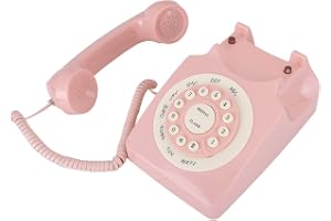 Rosa Vintage Telefon Med Högupplöst Samtalskvalitet - Trådbunden Klassisk Gammal Stil Retro Fast Sladdtelefon för Hemmakontor - Europeisk Pink Design