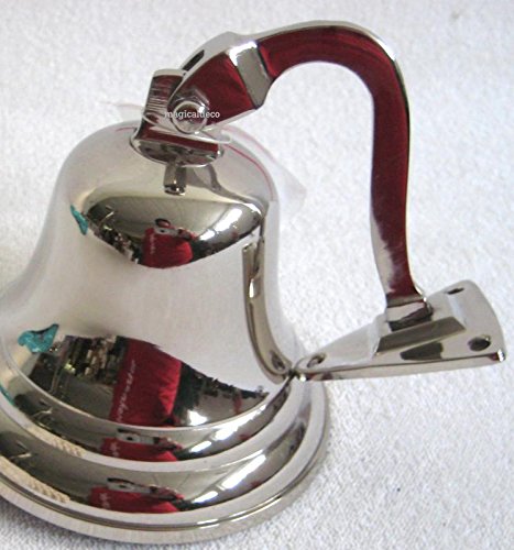 Schöne Schiffsglocke aus Messing, vernickelt mit Halterung und Bändsel - 6