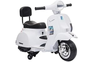 TECNOBIKE SHOP Moto Elettrica per Bambini Piaggio Mini Vespa Small PX 6V - Mp3 - USB - Suoni - Luci Led (Bianco)