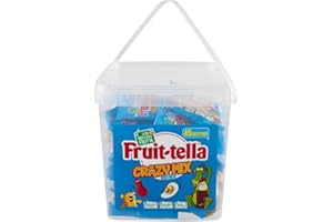 Fruittella Crazy Mix Jar Caramelle Gommose Gusti Assortiti con Succo di Frutta, Aromi Naturali, Senza Glutine, Idea Regalo per Feste e Compleanni Bambini, Secchiello da 45 Mini Bustine, 25 gr Ciascuna