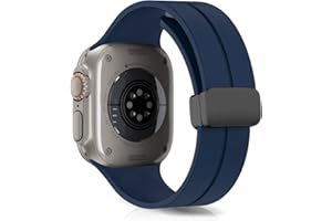 LanQii Pasek Kompatybilny z Apple Watch 42/44/45/49mm, Apple Watch Ultra 49mm, Sportowy Regulowany Silikonowy Silny Magnetyczny Zamknięcie Bransoletka dla iWatch SE 44mm/iWatch Series 8/7/6/5/4/3/2/1 -Niebieski, Apple Watch 42mm/44mm/45mm/49mm
