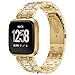 Produktbild Für Fitbit Versa Armband, Purple Angel Fitbit Versa Ersatz Uhrenarmband Armbänder Zinklegierung Metall Band mit Glitzer Diamant Smart Watch Replacement Wrist Strap mit Metallschließe Bracelet für Fitbit Versa, Gold