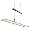 B.K.Licht - LED Pendant Light Adjustable Height, Dimmable via Touch, Warm White Light Colour, Office Ceiling Light, Hanging lamp, Kitchen Island Light, Dining Room Ceiling lamp, 85x175cm, matt Nickel
