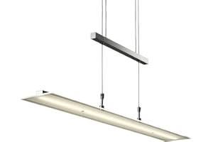 ‎B.K.LICHT B.K.Licht - LED Pendelleuchte stufenlos höhenverstellbar, dimmbar via Touch, warmweiße Lichtfarbe, Hängeleuchte, Hängelampe Esstisch, Esszimmerlampe hängend, Wohnzimmerlampe, 85x175 cm, Matt-Nickel