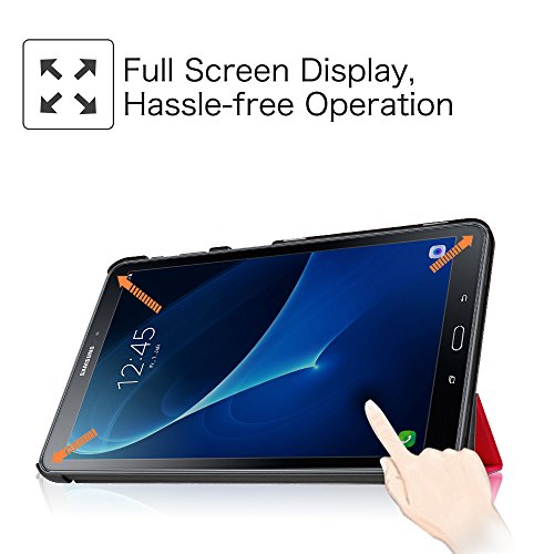Fintie Samsung Galaxy Tab A 10.1 Hülle – Ultra Schlank Superleicht Ständer Smart Shell Case Cover Schutzhülle Etui Tasche mit Auto Schlaf / Wach Funktion für Samsung Galaxy Tab A 10,1 Zoll T580N / T585N Tablet (2016 Version), Rot - 8