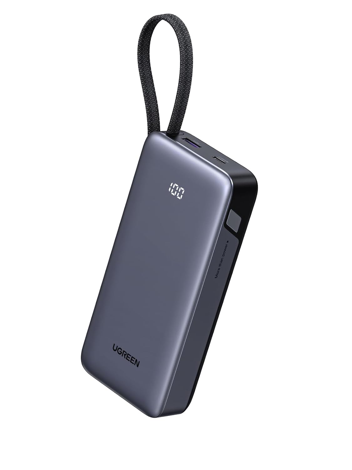 UGREEN Nexode Power Bank 20000mAh 45W met ingebouwde USB-C-kabel | Bidirectionele 45W PD, 2x USB-C+1x USB-A, voor reizen/kantoor, compatibel met iPhone, Galaxy-serie en iPad