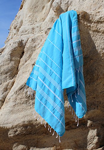 ANATURE Playa Hamamtuch – Turquoise Blue – 100% Baumwolle – OEKO-TEX Standard 100 Certificat – Prewashed – super sanft – direkte Nutzung – Hamamtuch – Badetuch – Handtuch Backpacker – Strandtuch – Saunatuch – Babytuch – Turkish Towel – Pestemal – Fouta - 5