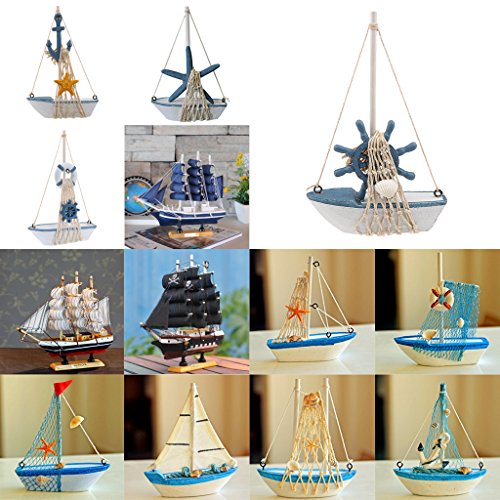 Generic Maritime Holz Mini Segelboot Segelschiff / Boot-Modell Tisch Geschenk Dekor – Ruder - 2