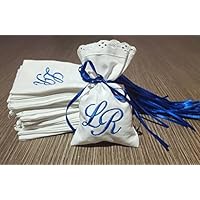 Crociedelizie, Stock 50 sacchetti ricamo iniziali nomi sposi matrimonio bomboniere portaconfetti