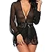 Produktbild ESAILQ Frau Dessous Lace Kimono Robe Babydoll Lace Up Nachthemd mit Gürtel(X-Large,Schwarz)
