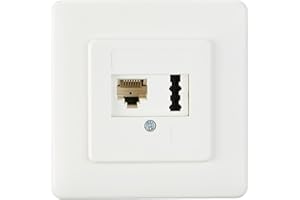 Rutenbeck Anschlussdose IAE/UAE 8(6) + TAE 6 Telefondose Kombination, für 6-polige & 8-polige Stecker, 2x6 Schraubkontakte, Unterputz Dose reinweiß