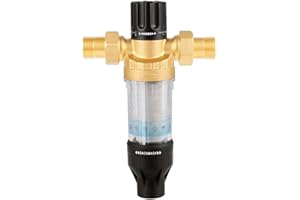 KUEZCVYA Wiederverwendbare Ausspülbarer Feinfilter, Wasserhahn Wasserfilter Wasser, Water Filter, Vorfilter-Sedimentfilter für Brunnenwasserschlauch-Sedimentfilter (3/4" + Flexibler Anschluss)