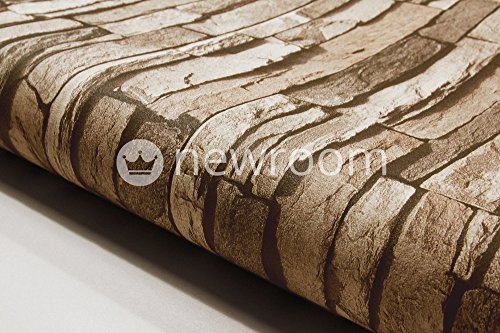 Steintapete Vlies Braun Beige | schöne edle Tapete im Steinmauer Design | moderne 3D Optik für Wohnzimmer, Schlafzimmer oder Küche inklusive NewroomTapezier-Profibroschüre, mit Tipps für perfekteWände - 5
