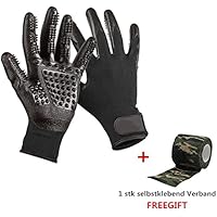 Handschuhe Haustier Pflegen Massage mit verbesserten, Hundsalon Handschuhe, 1 Paar Haustier fünf Fingers Gummi Massage Fellpflegehandschuh für Hunde Katzen Pferde Shedding Handschuhe Pinsel, Badehandschuhe Hund, Fellpflege Tierhaar Gummi Handschuh Schwarz