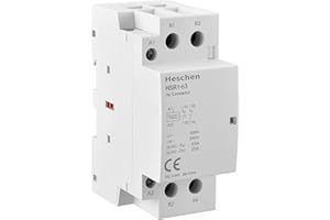 Heschen Contacteur ca domestique, HSR1-63, 2 pôles deux tension de bobine normalement fermée, AC 220V/230V, 35mm montage sur Rail DIN